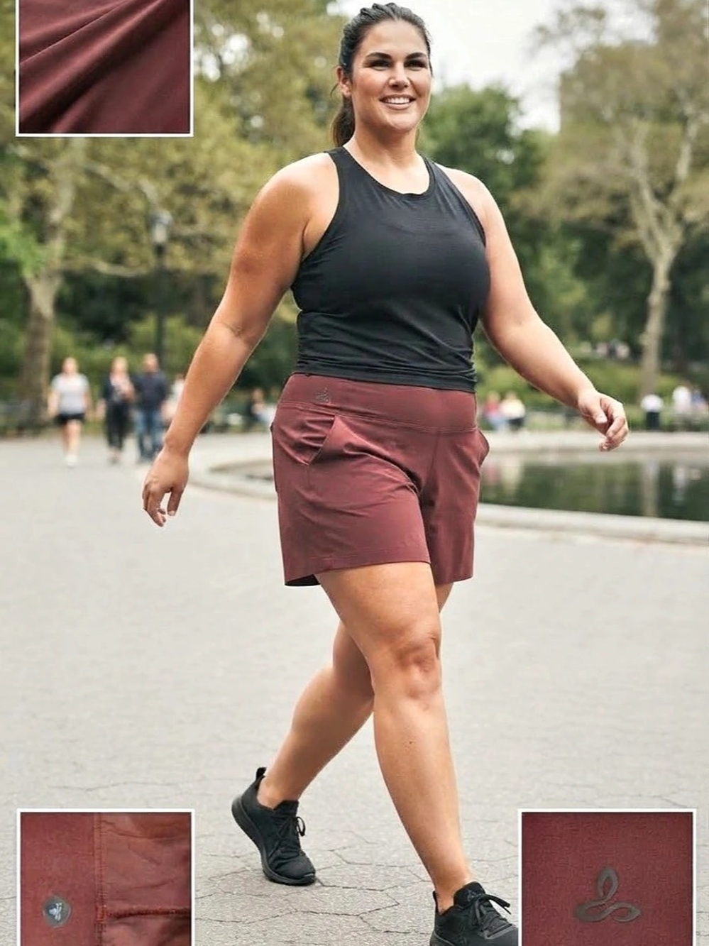prAna Athletic Shorts in Burgundy Size XXL